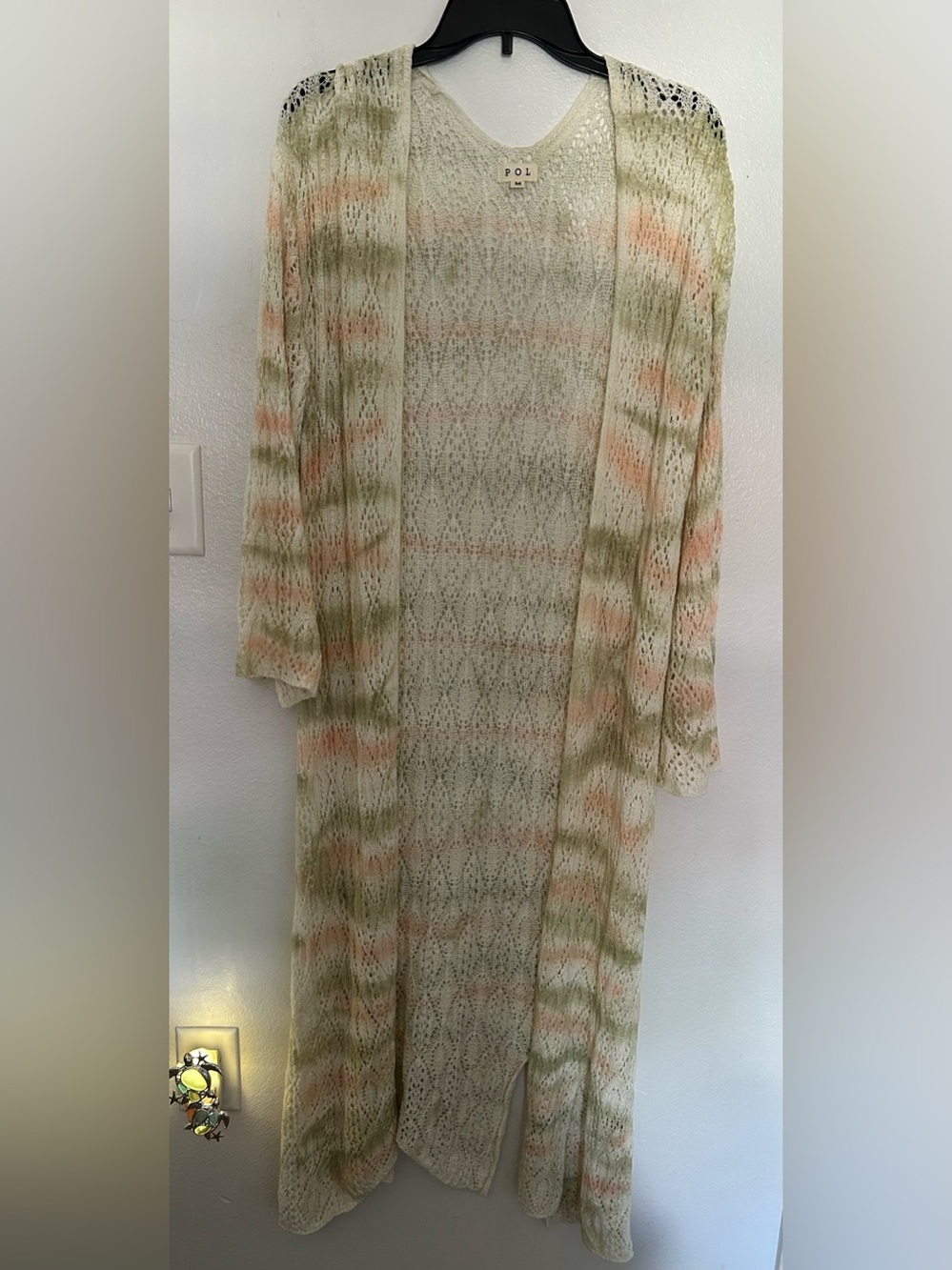 POL Open-Front Knit duster  - Cream, Sage & Peach